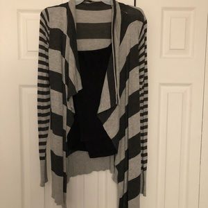 XXI GRAY Striped Oversized Cardigan
